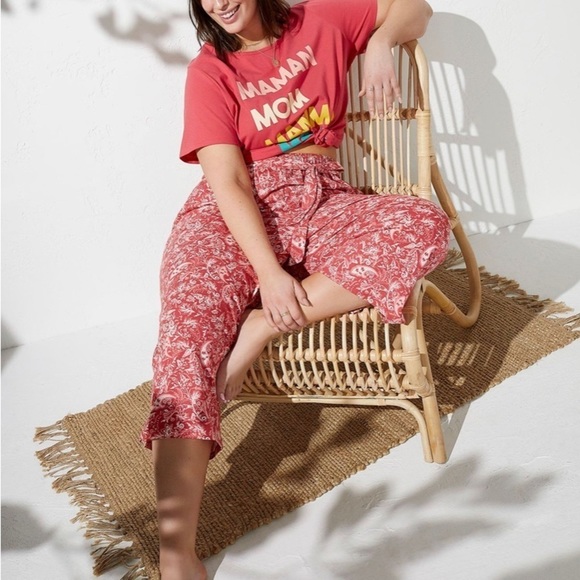 Capri Pant with Removable Sash Tie, Paisley Print - Picture 3 of 4